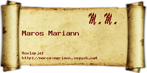 Maros Mariann névjegykártya